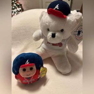 Set 2013 TY MLB Beanie Ballz ATLANTA BRAVES 5" tall NWT & Exclusive Braves Bear